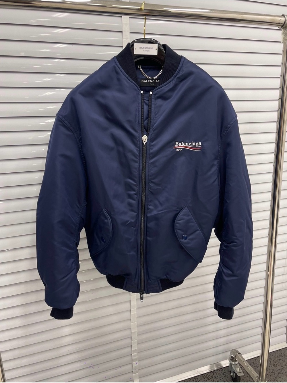 Balenciaga Men's Dark Navy Bomber Jacket
